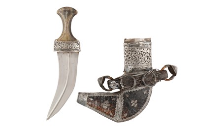 Lot 475 - TWO ARABIAN SILVER-MOUNTED JAMBIYA DAGGERS