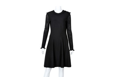 Lot 567 - Chanel Black Cashmere Ruffle Dress - Size 38