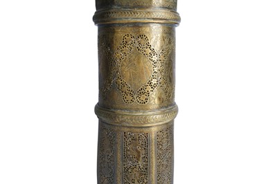 Lot 163 - A MONUMENTAL OPENWORK BRASS TORCH STAND