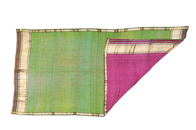 Lot 512 - A LONG DOUBLE-SIDED METAL THREAD-EMBROIDERED GHOONGHAT (HEAD COVERING)