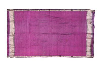 Lot 512 - A LONG DOUBLE-SIDED METAL THREAD-EMBROIDERED GHOONGHAT (HEAD COVERING)