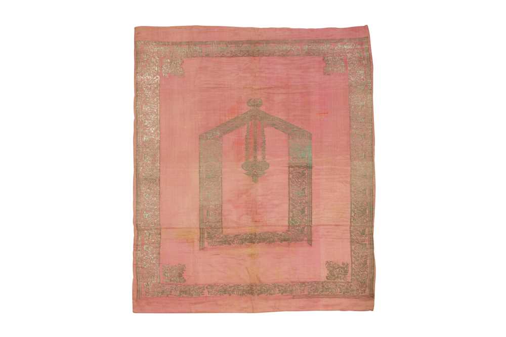 Lot 479 - AN OTTOMAN LADIES' SILK PRAYER MAT