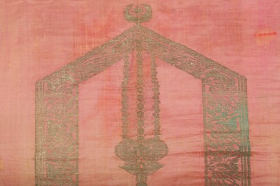 Lot 479 - AN OTTOMAN LADIES' SILK PRAYER MAT
