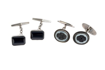 Lot 51 - TWO PAIRS OF SILVER CUFFLINKS