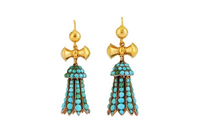 Lot 3 - A pair of turquoise earrings, 2nd half of the 19th century