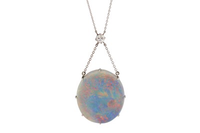 Lot 37 - An opal and diamond pendant necklace