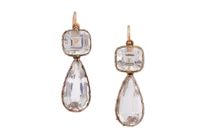 Lot 183 - A pair of rock crystal pendent earrings, early to mid 19th century