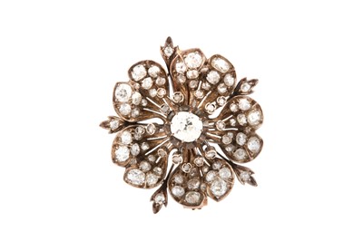 Lot 28 - A diamond flower brooch / hair pin, circa 1880