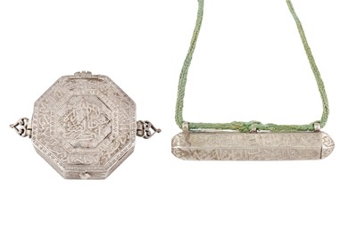 Lot 170 - TWO ENGRAVED SILVER TALISMANIC ACCESSORIES