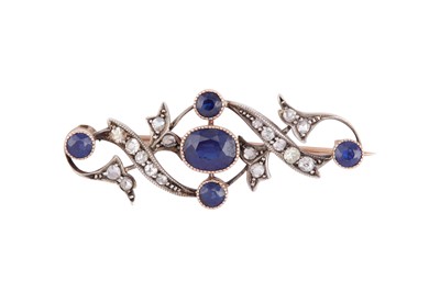 Lot 226 - A sapphire and diamond brooch, circa 1895