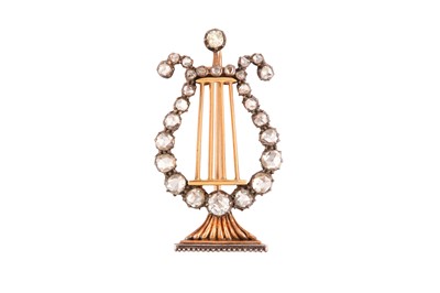 Lot 186 - A diamond lyre brooch, 19th century