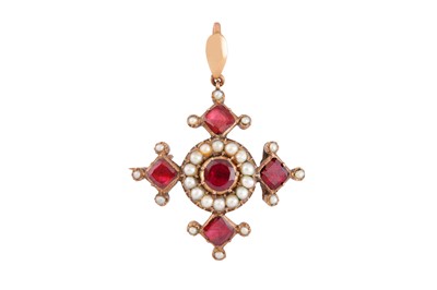 Lot 191 - A mid 19th century pearl and garnet jewel