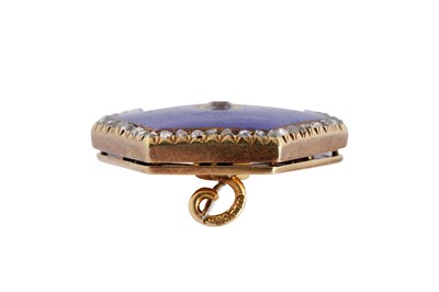 Faberge Guilloche Enamel and Diamond Button Pin
