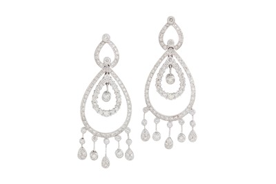Lot 38 - A pair of diamond chandelier earrings