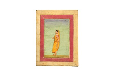 Lot 321 - A STANDING PORTRAIT OF AN INDIAN MAIDEN GOING TO PERFORM PUJA