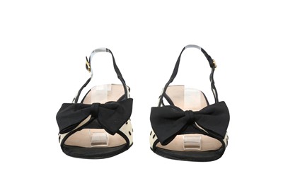Lot 432 - Chanel Black Mesh Bow Heeled Sling Back - Size 42