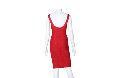 Lot 28 - Herve Leger Red Sleeveless Bandage Dress - XS