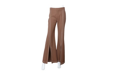 Lot 196 - Chloe Brown Wool Split Flare Trouser - Size 38