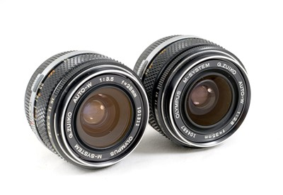 Lot 83 - A Pair of Olympus M-System "Silver Nose" Wide Angle Lenses.