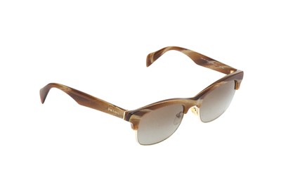 Lot 205 - Prada Brown Logo Clubmaster Sunglasses