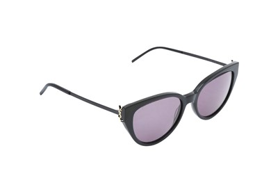 Lot 593 - Yves Saint Laurent Black Logo Cateye Sunglasses