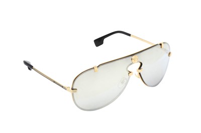 Lot 364 - Versace Mirror Logo Oversized Shield Sunglasses