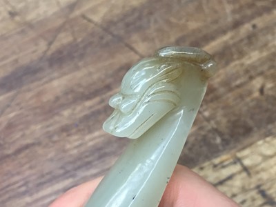 Lot 717 - A GROUP OF THREE CHINESE CELADON JADE CARVINGS
