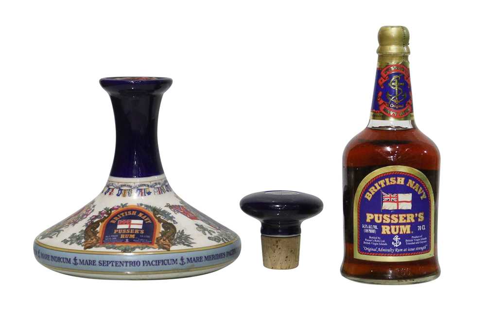 Lot 277 - Two bottles of British Navy Pussers Rum, 54.5% vol, 1 Litre and 70cl