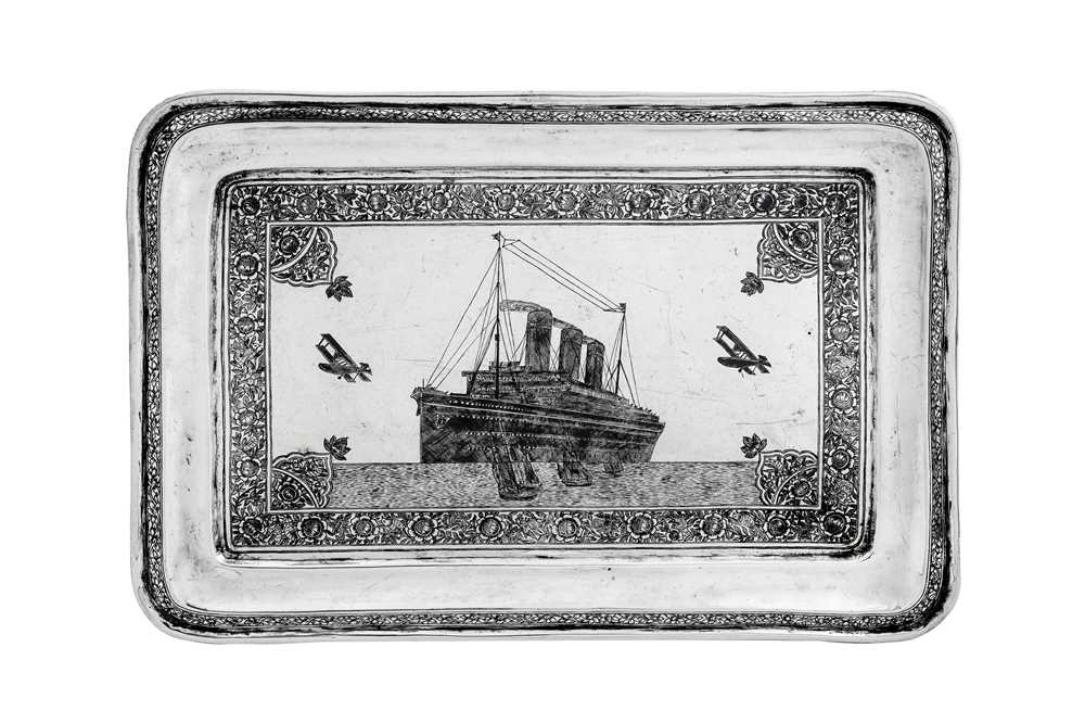 Lot 235 - A rare early 20th century Iraqi silver and niello tray, probably Nasiriyah circa 1920