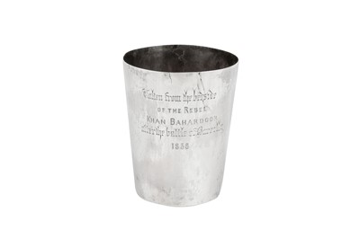Lot 97 - Indian Mutiny – A mid-19th century Indian Colonial unmarked silver beaker, Calcutta dated 1858