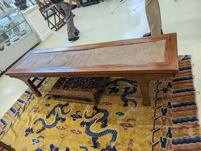 Lot 79 - A LARGE CHINESE YUMU WOOD BENCH