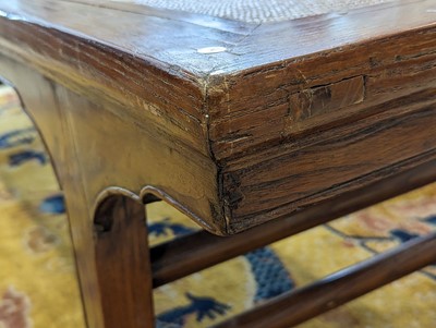 Lot 79 - A LARGE CHINESE YUMU WOOD BENCH