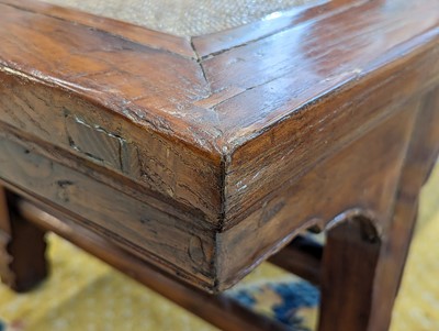 Lot 79 - A LARGE CHINESE YUMU WOOD BENCH