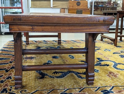 Lot 79 - A LARGE CHINESE YUMU WOOD BENCH