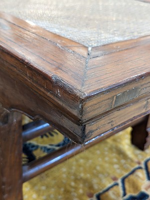 Lot 79 - A LARGE CHINESE YUMU WOOD BENCH