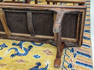 Lot 79 - A LARGE CHINESE YUMU WOOD BENCH