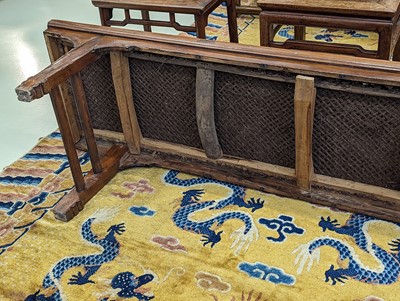 Lot 79 - A LARGE CHINESE YUMU WOOD BENCH