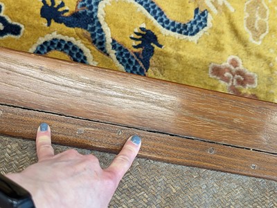 Lot 79 - A LARGE CHINESE YUMU WOOD BENCH