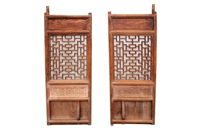 Lot 160 - A PAIR OF CHINESE WOOD WINDOW SHUTTERS, EARLY 20TH CENTURY