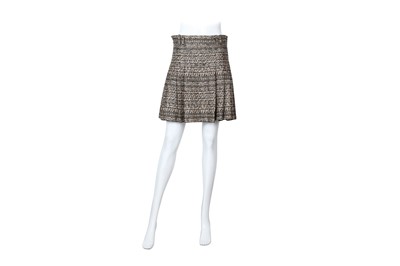 Lot 404 - Chanel Beige Wool Tweed Pleat Skater Skirt - Size 36