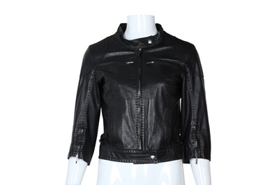 Lot 539 - Fendi Selleria Black Leather Biker Jacket - Size 40