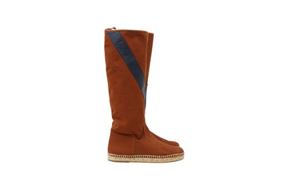 Lot 223 - Hermes Brown Knee High Espadrille Boot - Size 38