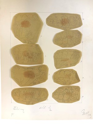 Lot 147 - Hopwood. Fossil Elephant Teeth from India. Original Mss and artwork 1921