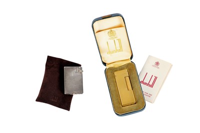 Lot 202 - One Silver and one Gold Plated Barley finished Vintage Dunhill Rollagas Lighters.