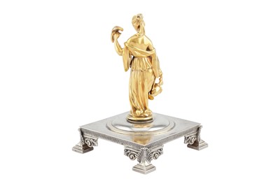 Lot 290 - An interesting Victorian and late 19th century American parcel gilt sterling silver figure of Hebe, London circa 1870 by Robert Garrard II and New York circa 1870 by Tiffany and Co