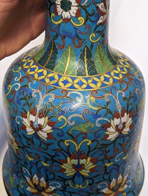 Lot 135 - A CHINESE CLOISONNÉ AND GILT-COPPER MALLET VASE