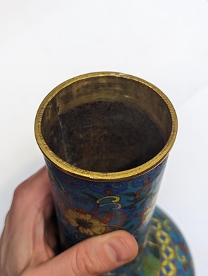 Lot 135 - A CHINESE CLOISONNÉ AND GILT-COPPER MALLET VASE