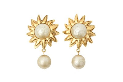 Lot 327 - Chanel Ivory Pearl Sunburst Drop Clip On Earrings