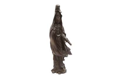 Lot 1394 - A JAPANESE BRONZE FIGURE OF KANNON