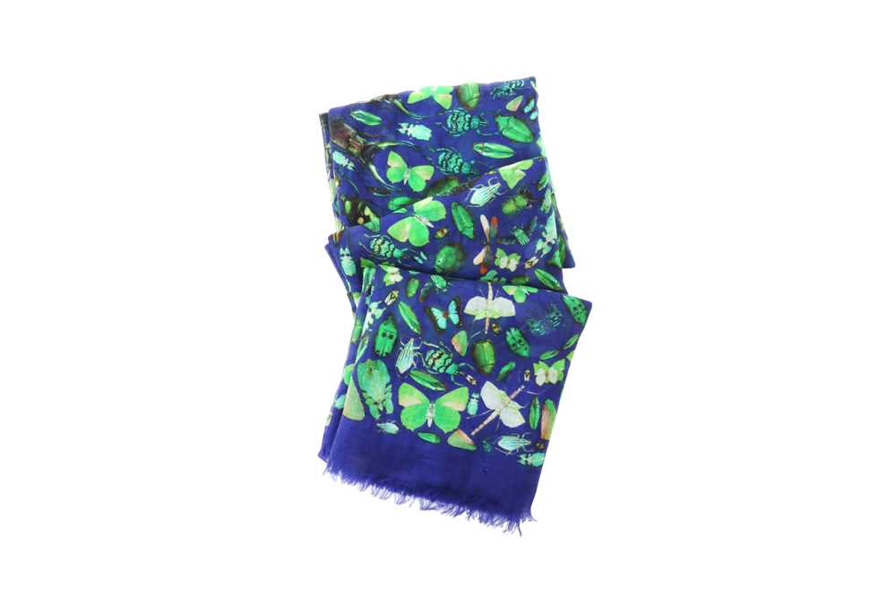 Lot 124 - Alexander McQueen Blue Cashmere Bug Scarf